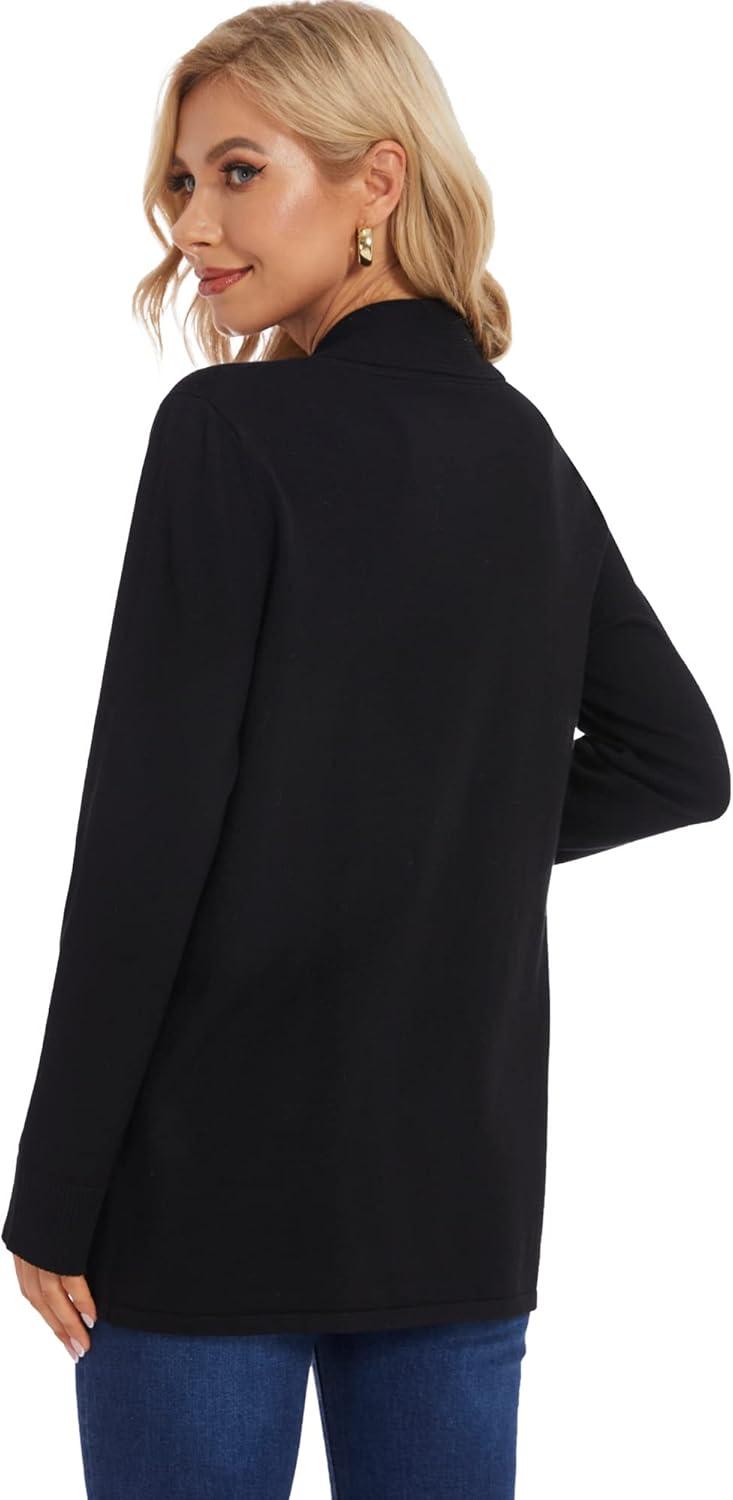 imageMoss Rose Womens Classic Sweaters Cardigan Long Sleeve Knit Coat Outwear with Pocket Available in Plus SizeBlack
