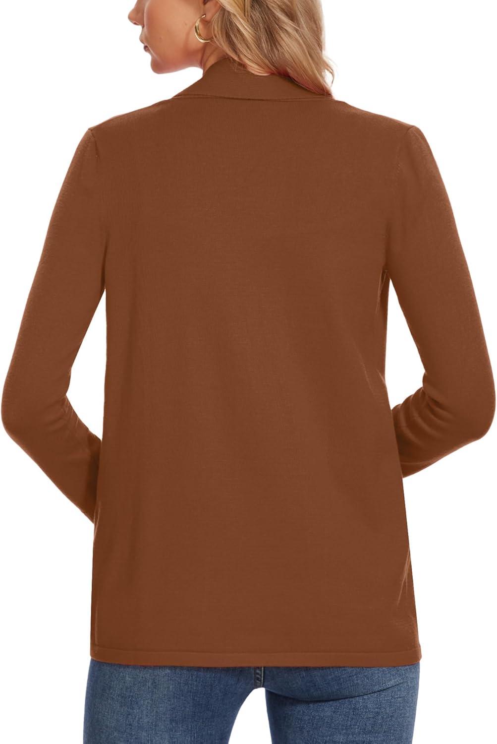 imageMoss Rose Womens Classic Sweaters Cardigan Long Sleeve Knit Coat Outwear with Pocket Available in Plus SizeCoffee