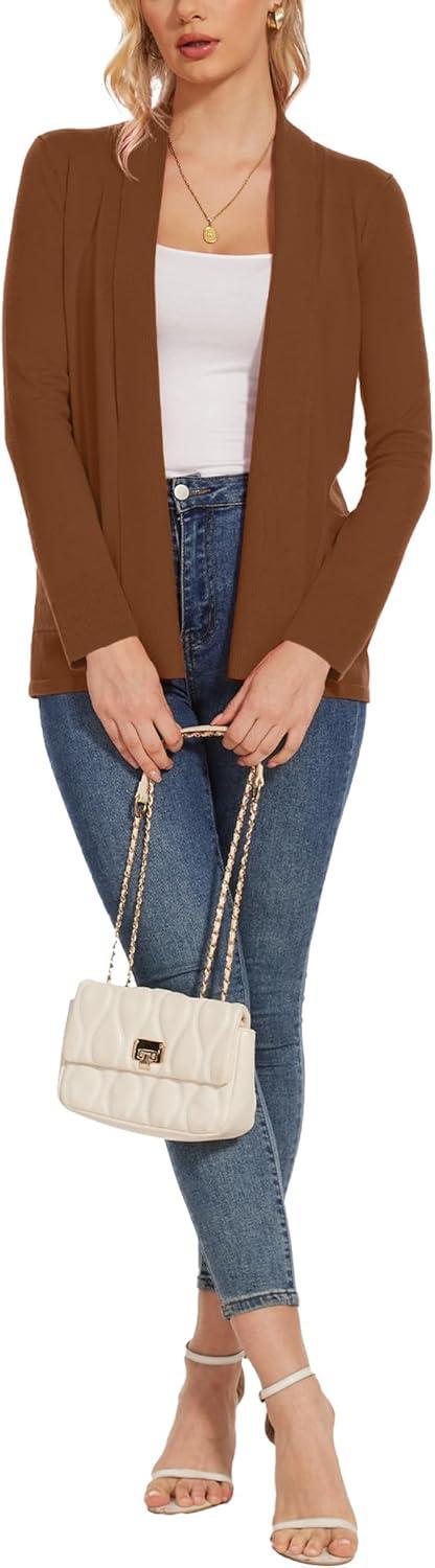 imageMoss Rose Womens Classic Sweaters Cardigan Long Sleeve Knit Coat Outwear with Pocket Available in Plus SizeCoffee