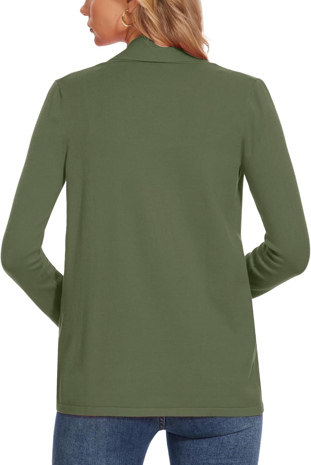 imageMoss Rose Womens Classic Sweaters Cardigan Long Sleeve Knit Coat Outwear with Pocket Available in Plus SizeGreen