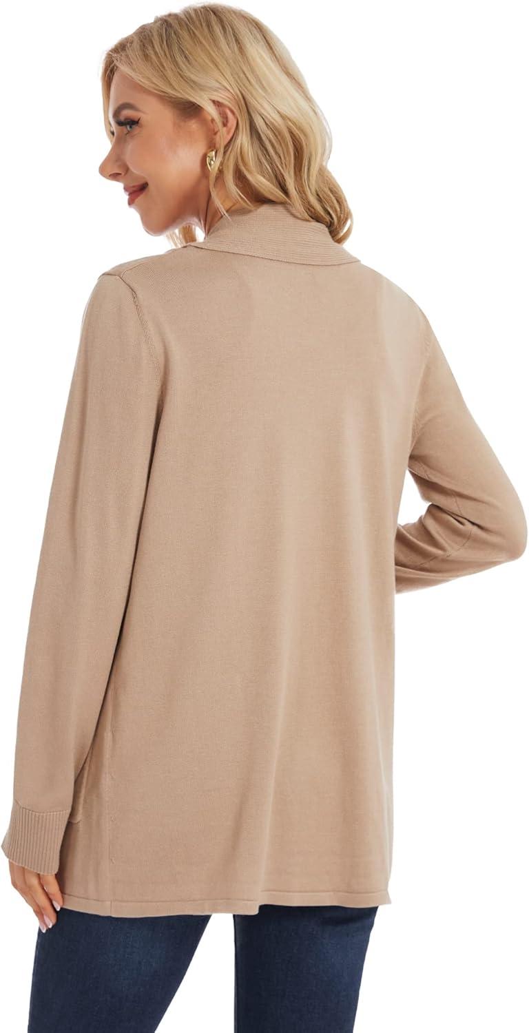 imageMoss Rose Womens Classic Sweaters Cardigan Long Sleeve Knit Coat Outwear with Pocket Available in Plus SizeKhaki