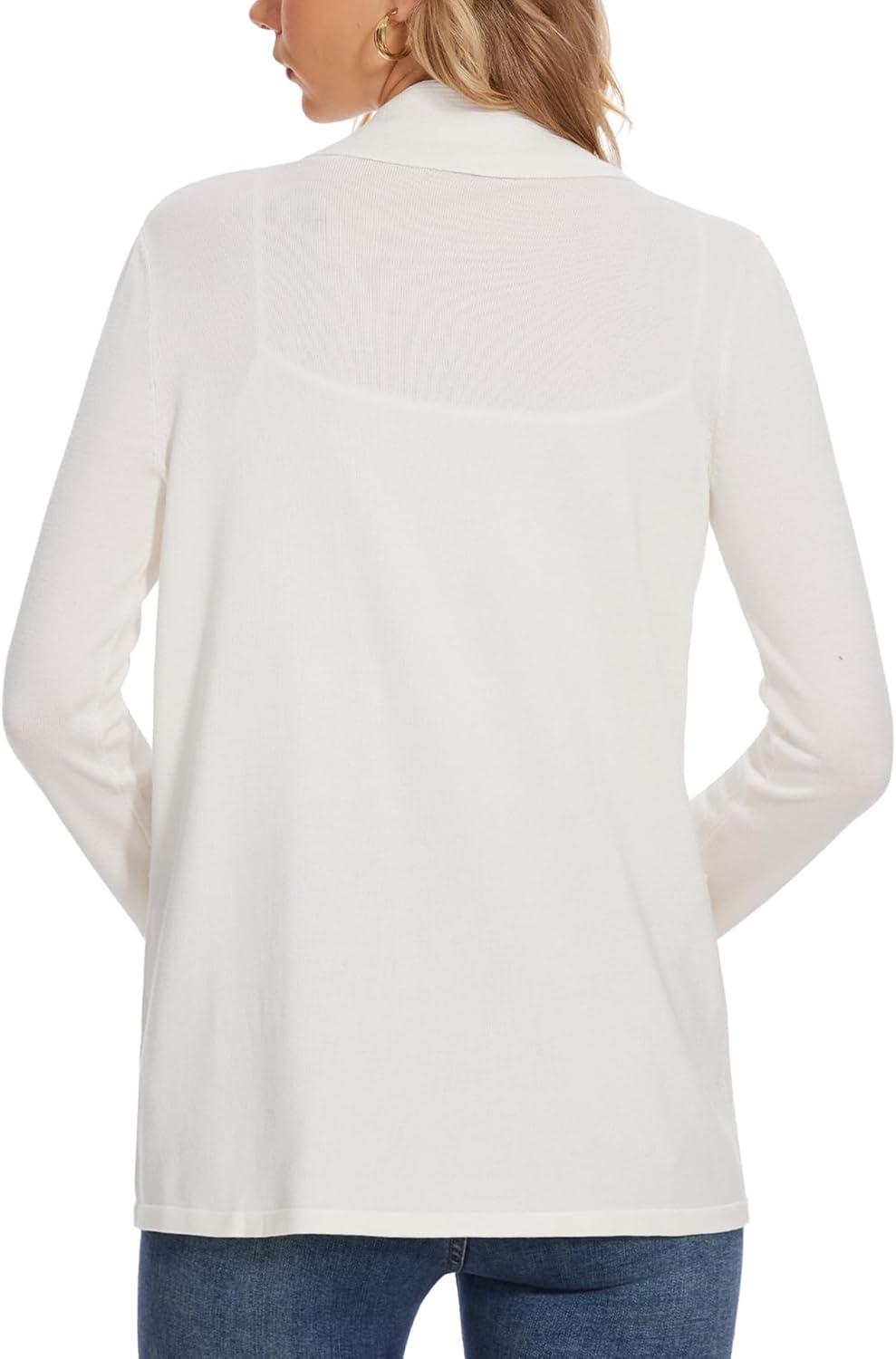 imageMoss Rose Womens Classic Sweaters Cardigan Long Sleeve Knit Coat Outwear with Pocket Available in Plus SizeOffwhite