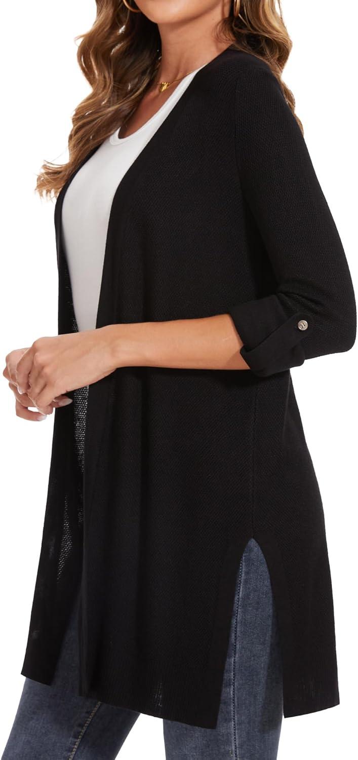 imageMoss Rose Womens Classic Sweaters Cardigan Long Sleeve Knit Coat Outwear with Pocket Available in Plus SizeZ Black