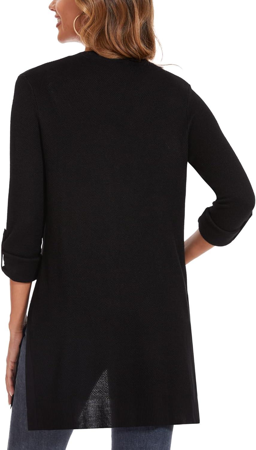 imageMoss Rose Womens Classic Sweaters Cardigan Long Sleeve Knit Coat Outwear with Pocket Available in Plus SizeZ Black