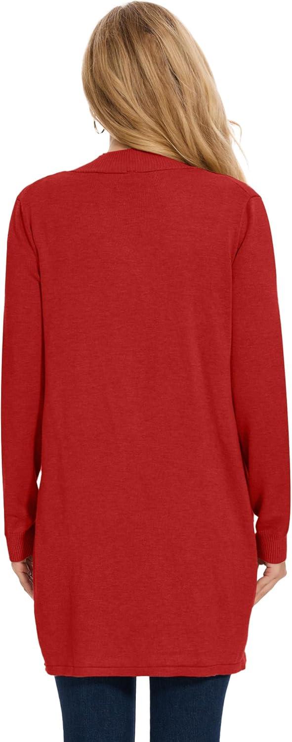 imageMoss Rose Womens Classic Sweaters Cardigan Long Sleeve Knit Coat Outwear with Pocket Available in Plus SizeZ Red