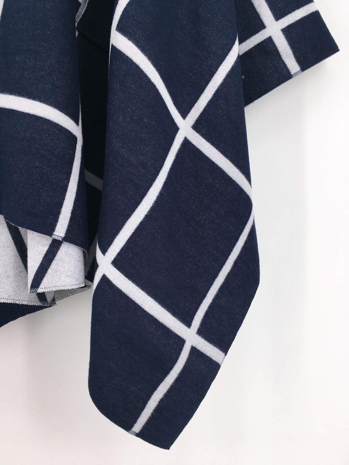 imageMoss Rose Womens Shawl Wrap Poncho Ruana Cape Open Front Cardigan Shawls for Fall WinterA Navy and White