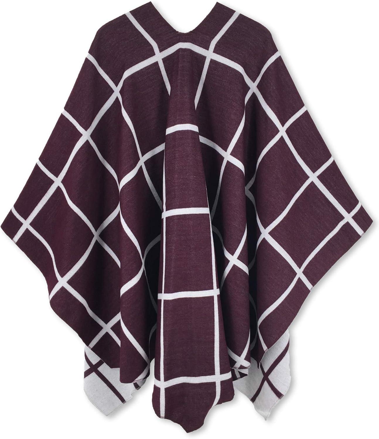 imageMoss Rose Womens Shawl Wrap Poncho Ruana Cape Open Front Cardigan Shawls for Fall WinterA Wine and White