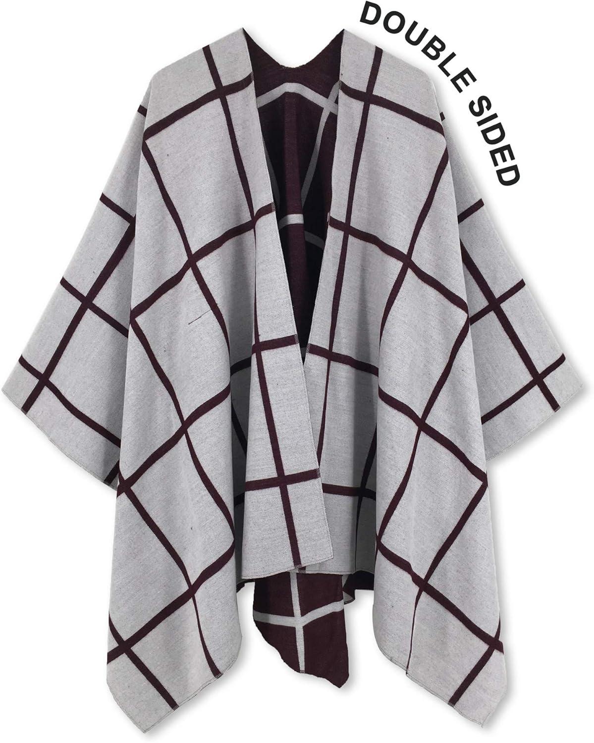 imageMoss Rose Womens Shawl Wrap Poncho Ruana Cape Open Front Cardigan Shawls for Fall WinterA Wine and White