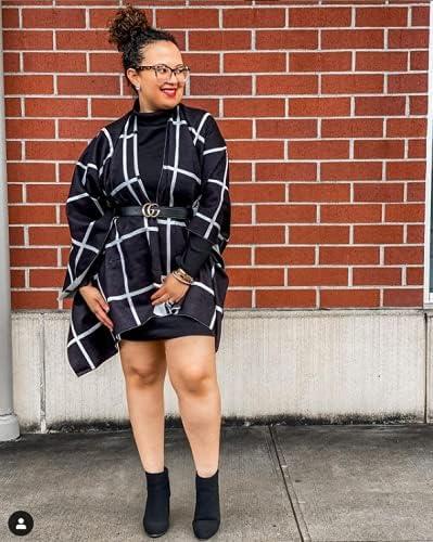 imageMoss Rose Womens Shawl Wrap Poncho Ruana Cape Open Front Cardigan Shawls for Fall WinterAz Black and White