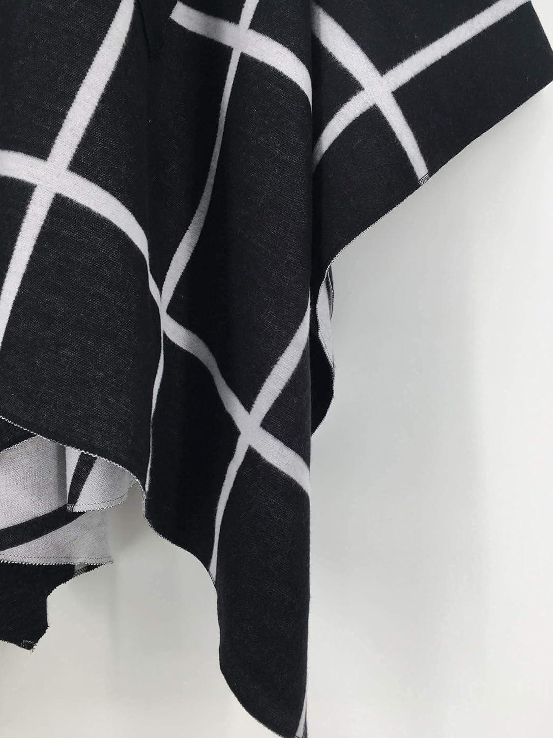 imageMoss Rose Womens Shawl Wrap Poncho Ruana Cape Open Front Cardigan Shawls for Fall WinterAz Black and White