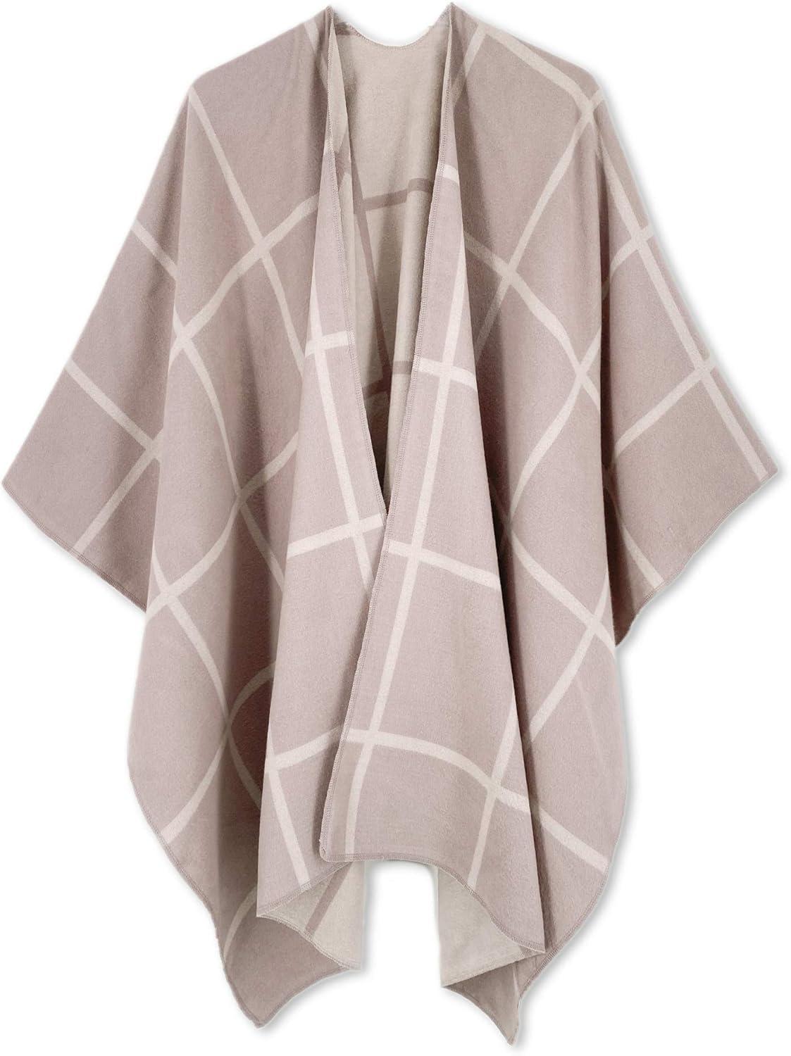 imageMoss Rose Womens Shawl Wrap Poncho Ruana Cape Open Front Cardigan Shawls for Fall WinterAz Crepe and Bone