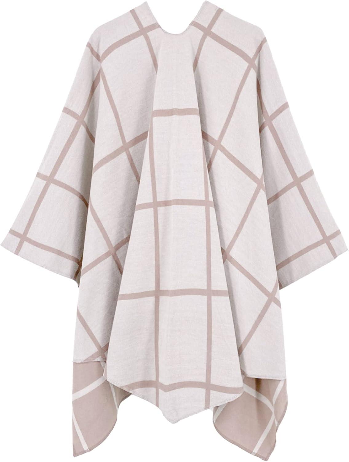 imageMoss Rose Womens Shawl Wrap Poncho Ruana Cape Open Front Cardigan Shawls for Fall WinterAz Sand Oyster