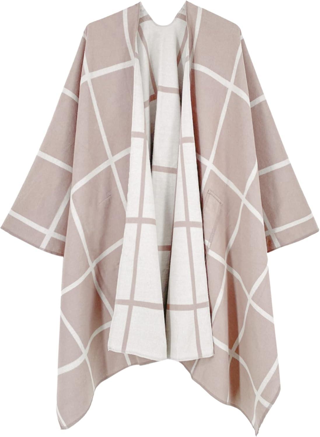 imageMoss Rose Womens Shawl Wrap Poncho Ruana Cape Open Front Cardigan Shawls for Fall WinterAz Sand Oyster