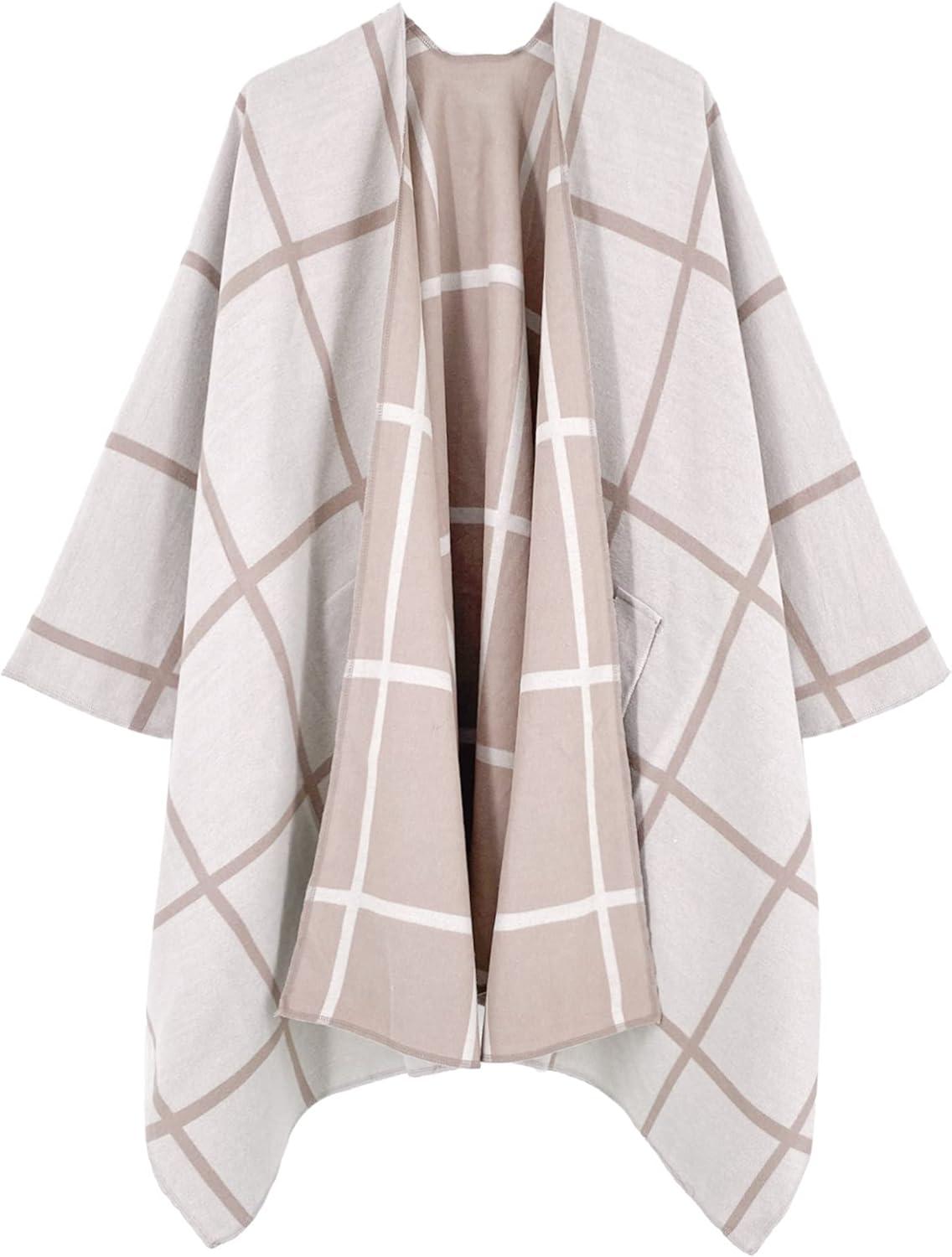 imageMoss Rose Womens Shawl Wrap Poncho Ruana Cape Open Front Cardigan Shawls for Fall WinterAz Sand Oyster