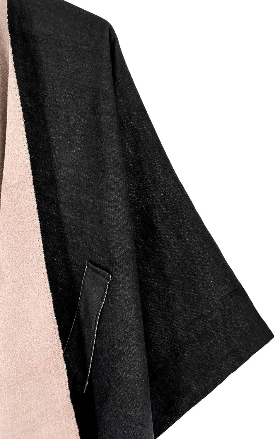 imageMoss Rose Womens Shawl Wrap Poncho Ruana Cape Open Front Cardigan Shawls for Fall WinterAz Tortilla Black