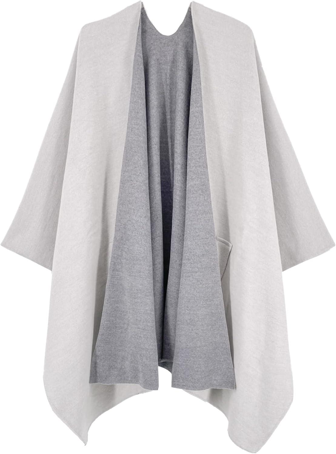 imageMoss Rose Womens Shawl Wrap Poncho Ruana Cape Open Front Cardigan Shawls for Fall WinterAz Tortilla Gray