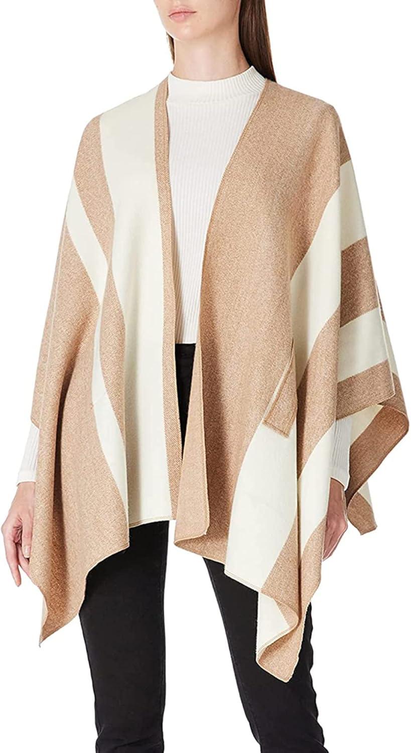 imageMoss Rose Womens Shawl Wrap Poncho Ruana Cape Open Front Cardigan Shawls for Fall WinterBa Latte Cream