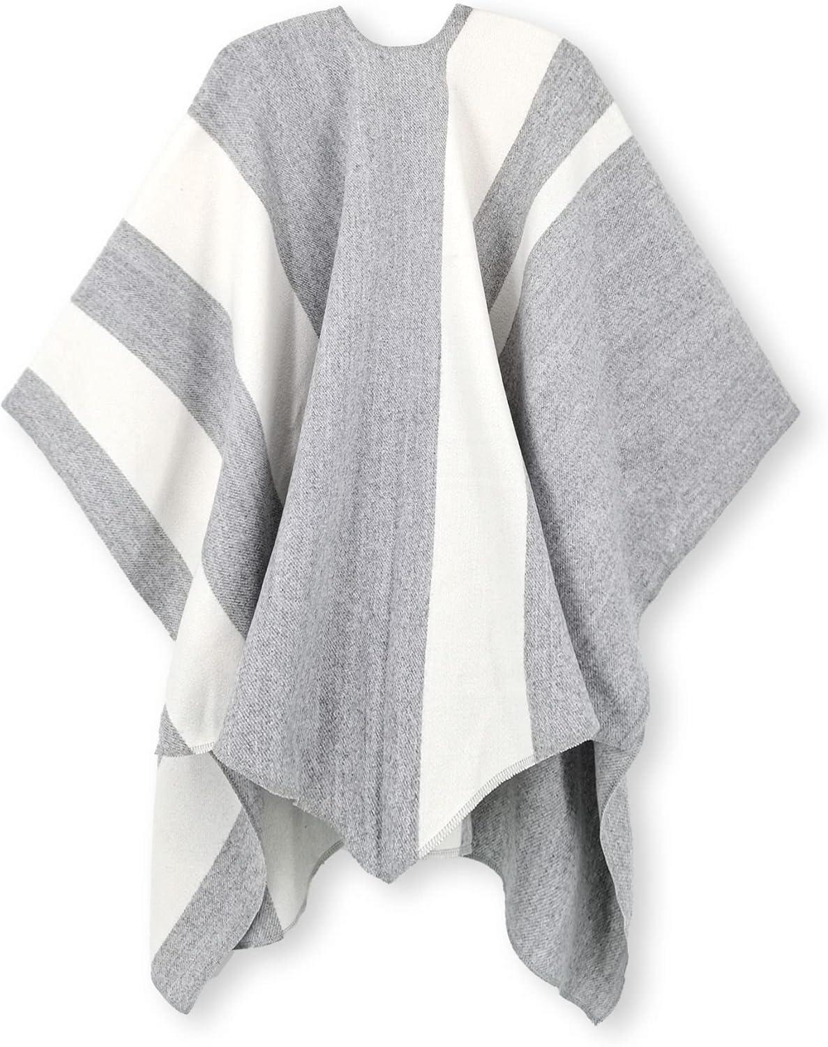 imageMoss Rose Womens Shawl Wrap Poncho Ruana Cape Open Front Cardigan Shawls for Fall WinterBa Whisper Grey