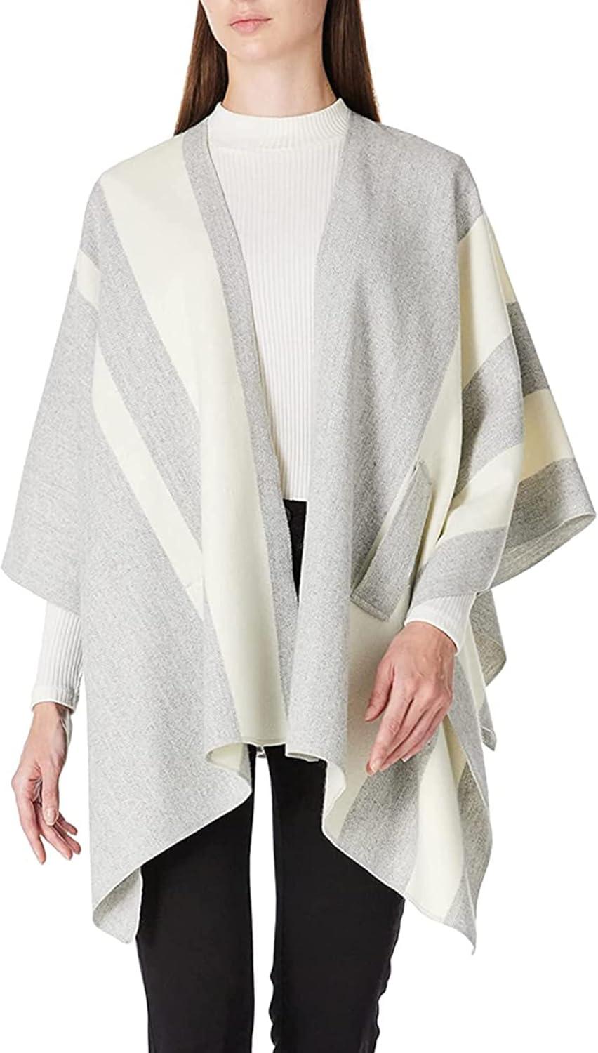 imageMoss Rose Womens Shawl Wrap Poncho Ruana Cape Open Front Cardigan Shawls for Fall WinterBa Whisper Grey