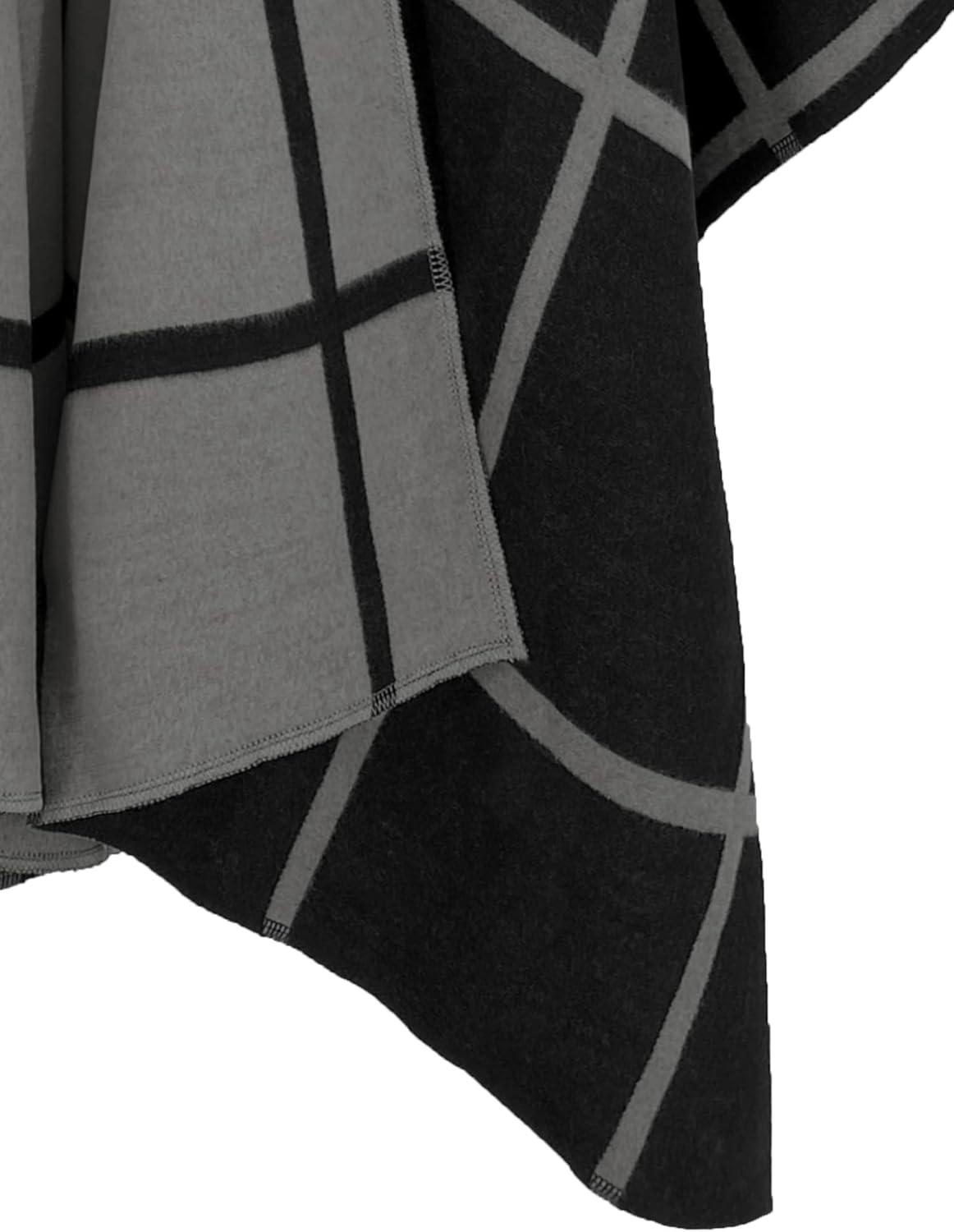 imageMoss Rose Womens Shawl Wrap Poncho Ruana Cape Open Front Cardigan Shawls for Fall WinterBlack Plaid