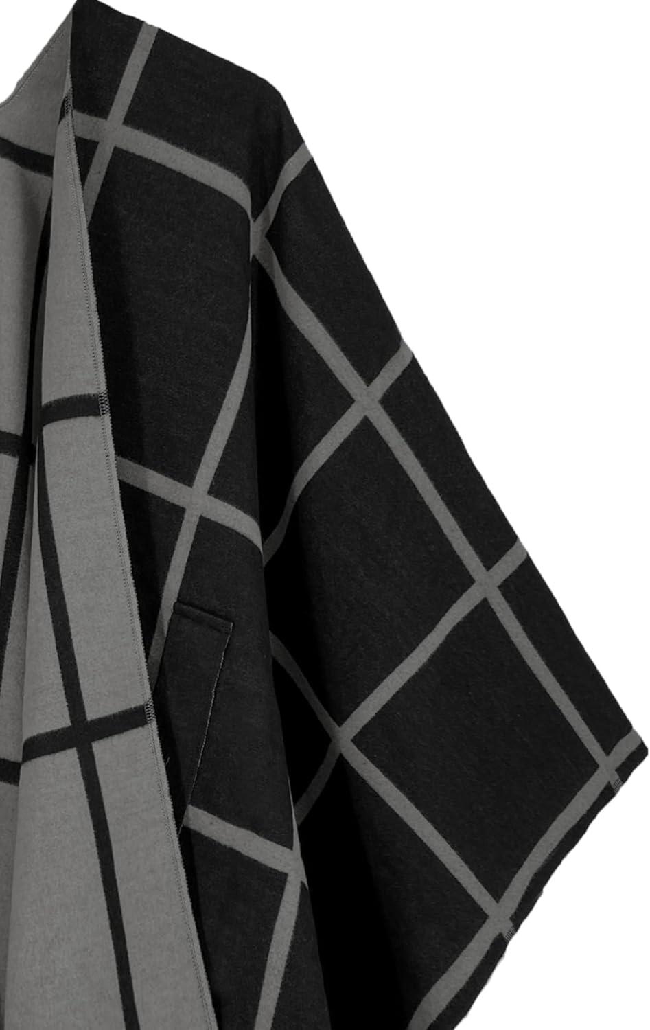 imageMoss Rose Womens Shawl Wrap Poncho Ruana Cape Open Front Cardigan Shawls for Fall WinterBlack Plaid