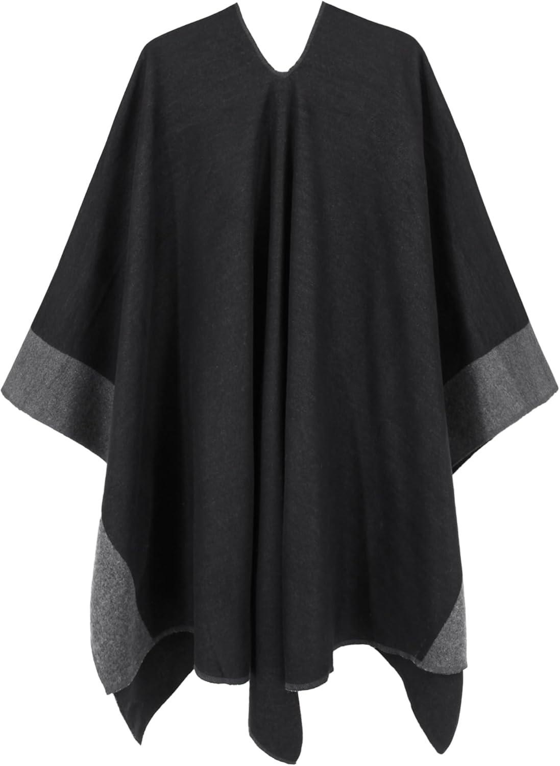 imageMoss Rose Womens Shawl Wrap Poncho Ruana Cape Open Front Cardigan Shawls for Fall WinterBlackgrey