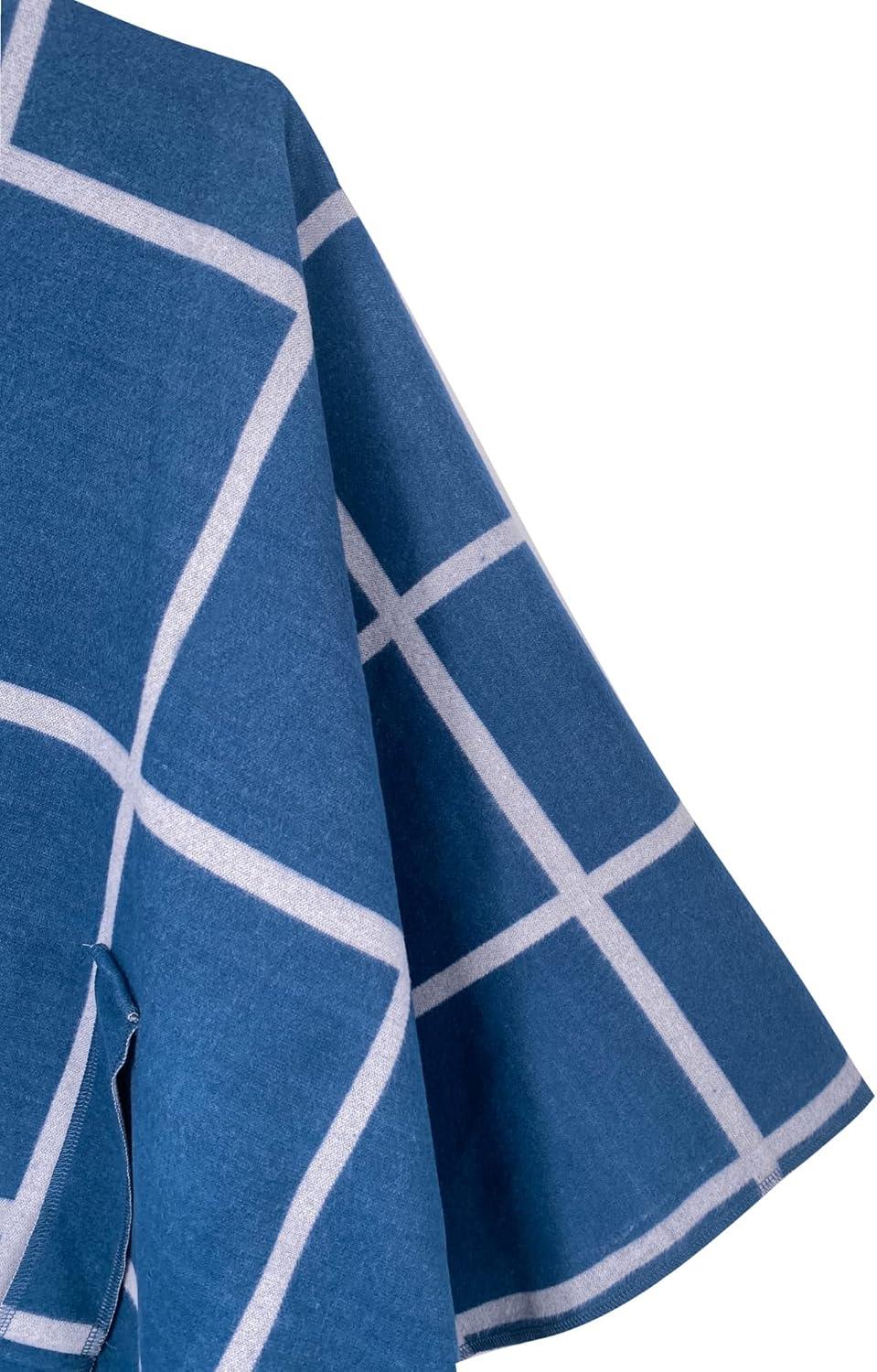 imageMoss Rose Womens Shawl Wrap Poncho Ruana Cape Open Front Cardigan Shawls for Fall WinterBlue Plaid