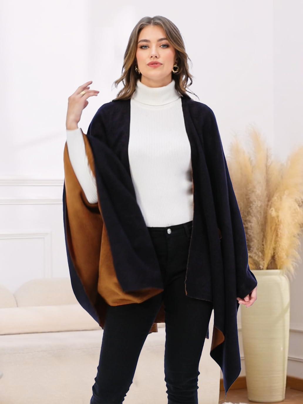 imageMoss Rose Womens Shawl Wrap Poncho Ruana Cape Open Front Cardigan Shawls for Fall WinterCamel