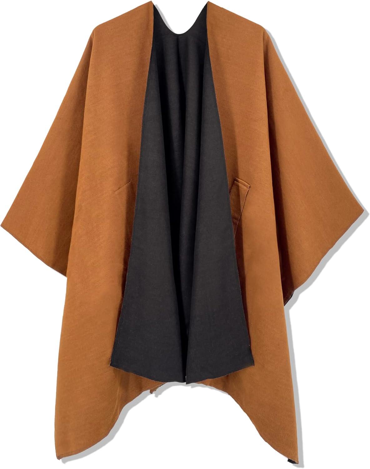 imageMoss Rose Womens Shawl Wrap Poncho Ruana Cape Open Front Cardigan Shawls for Fall WinterCamel