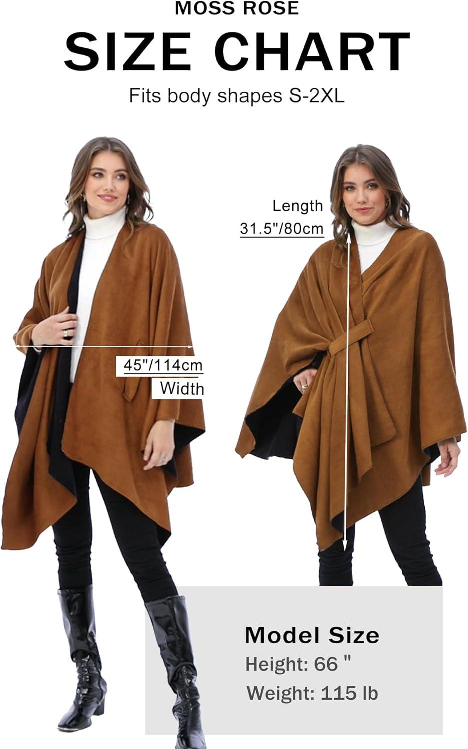imageMoss Rose Womens Shawl Wrap Poncho Ruana Cape Open Front Cardigan Shawls for Fall WinterCamel
