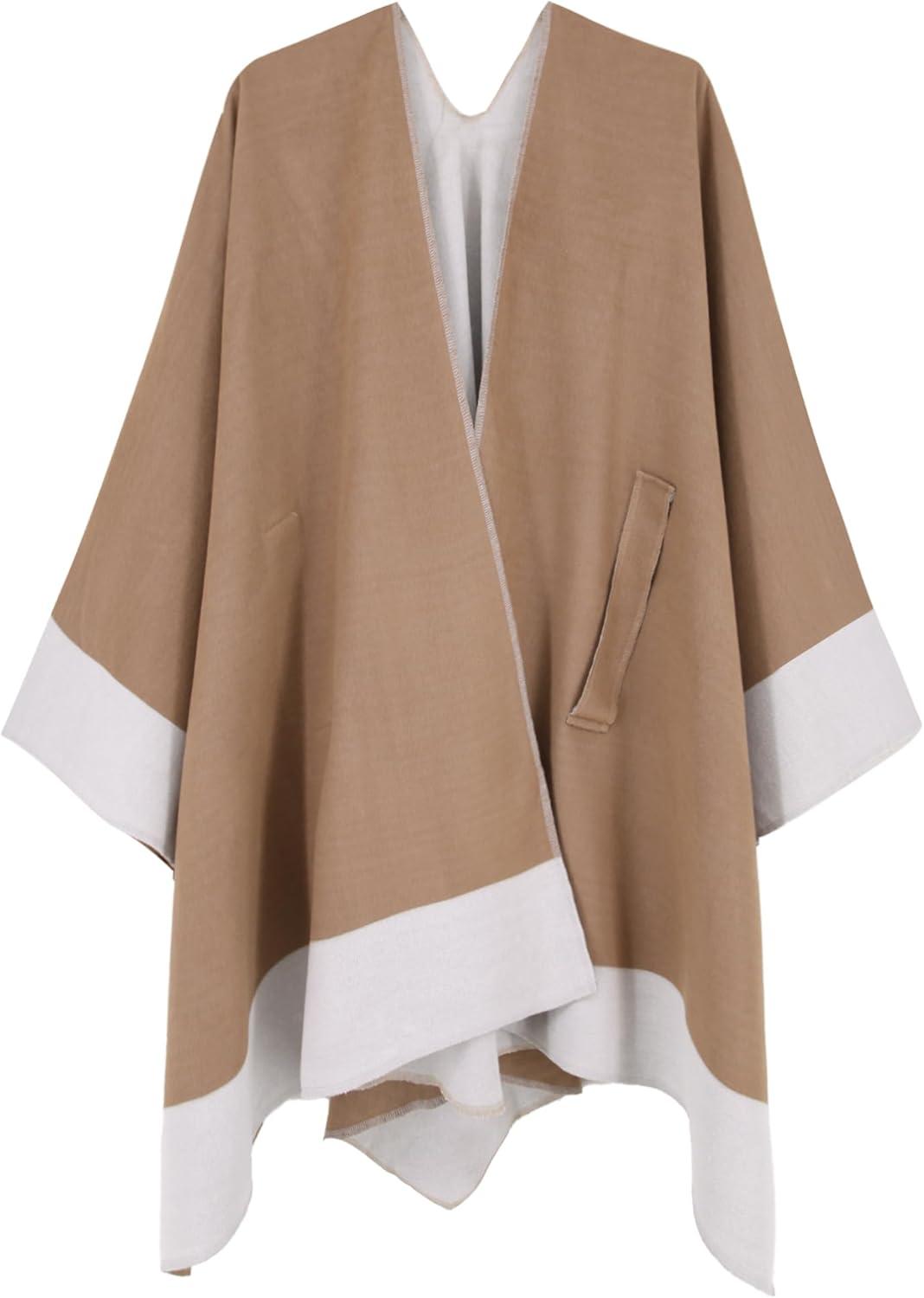 imageMoss Rose Womens Shawl Wrap Poncho Ruana Cape Open Front Cardigan Shawls for Fall WinterCameloff White