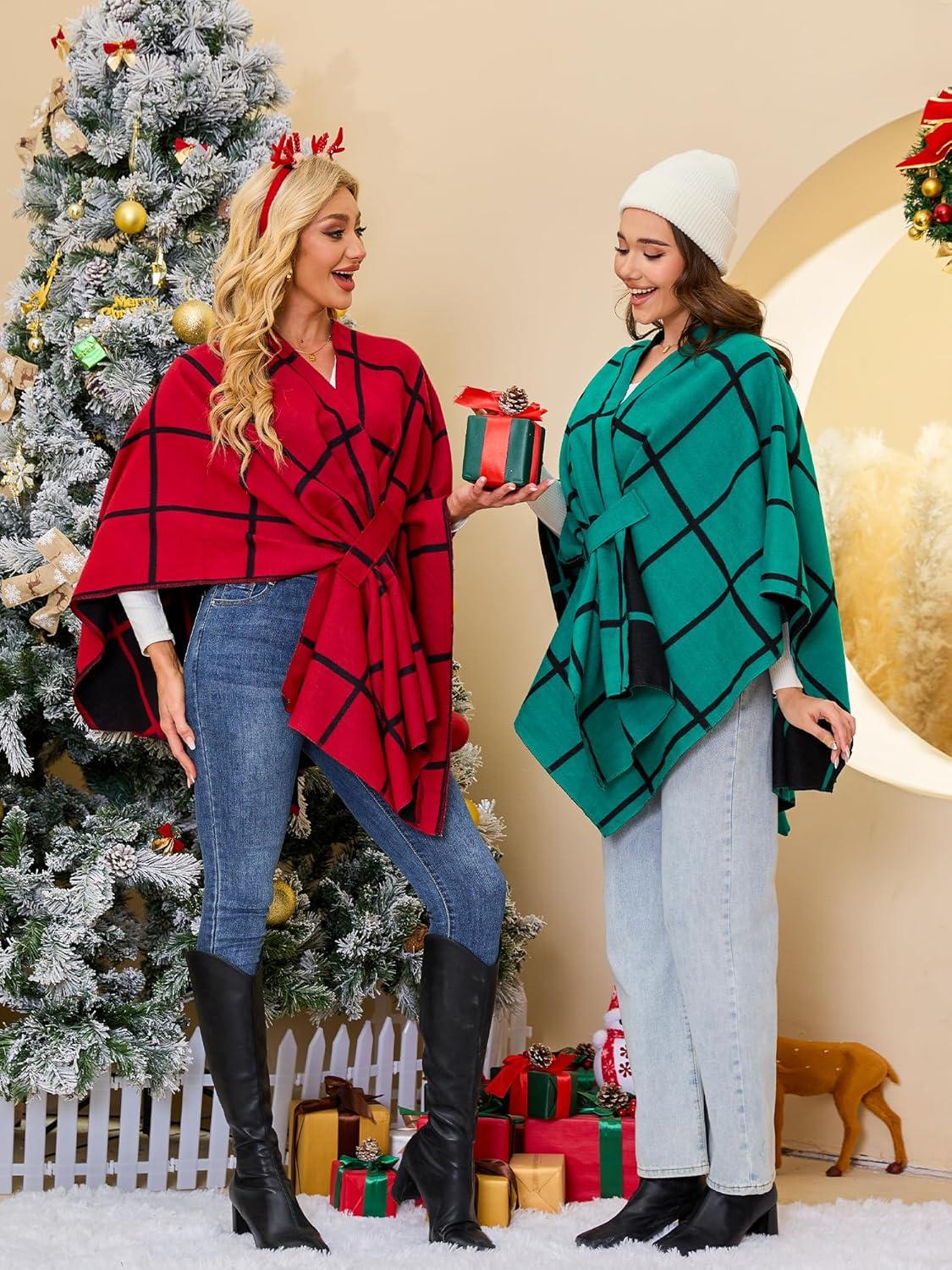 imageMoss Rose Womens Shawl Wrap Poncho Ruana Cape Open Front Cardigan Shawls for Fall WinterGreenblack