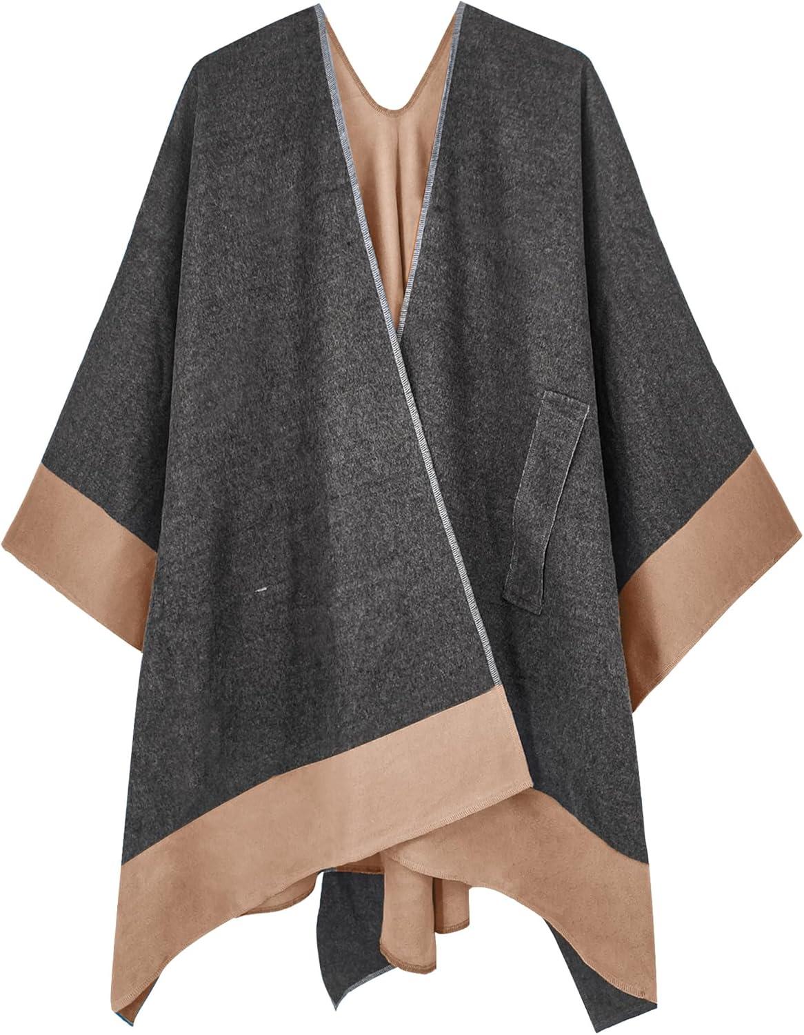 imageMoss Rose Womens Shawl Wrap Poncho Ruana Cape Open Front Cardigan Shawls for Fall WinterGreycamel 2