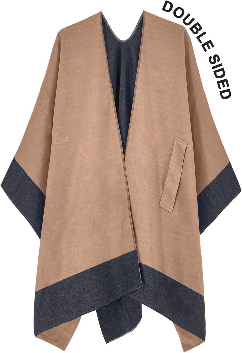 imageMoss Rose Womens Shawl Wrap Poncho Ruana Cape Open Front Cardigan Shawls for Fall WinterGreycamel 2