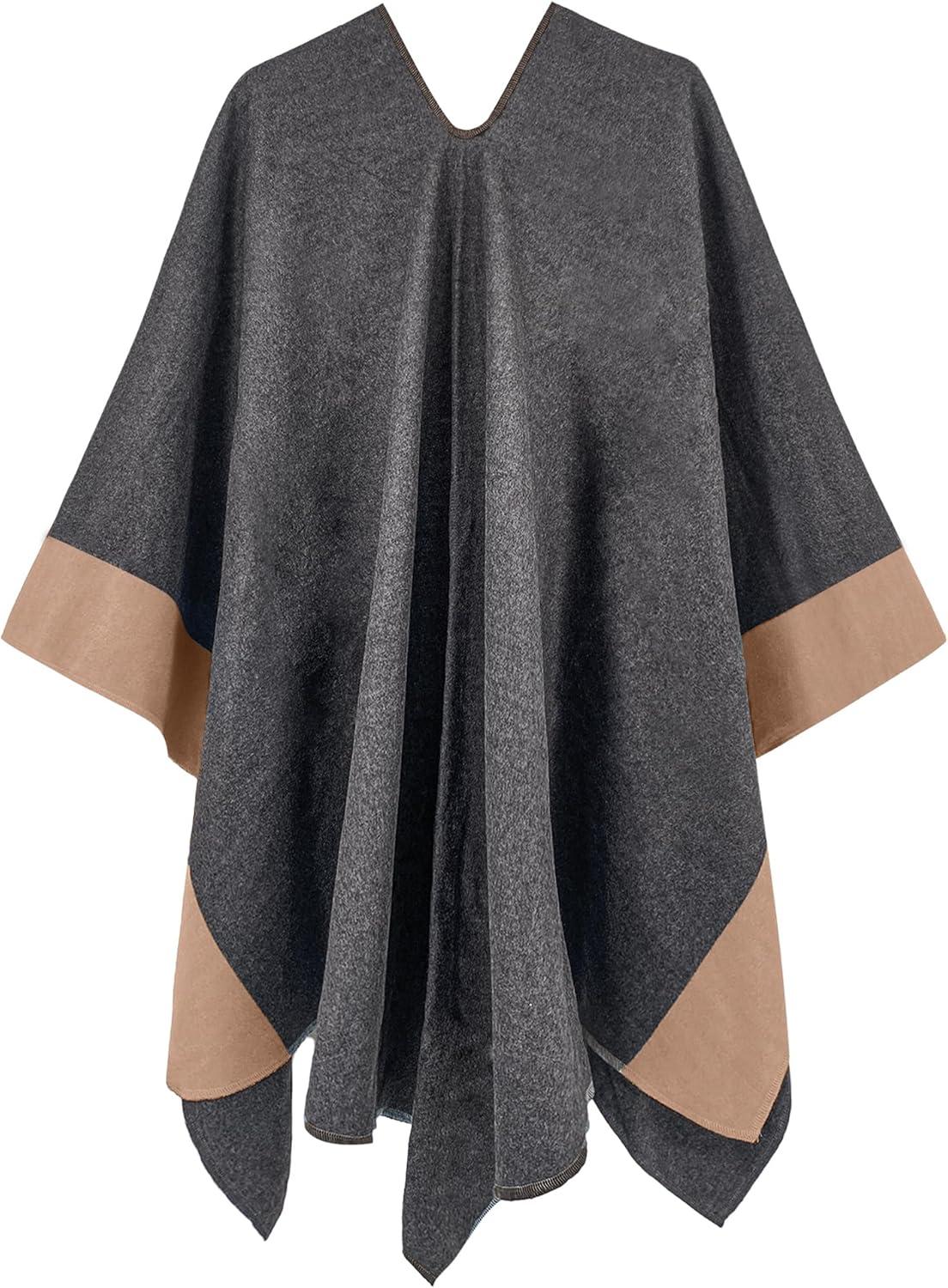 imageMoss Rose Womens Shawl Wrap Poncho Ruana Cape Open Front Cardigan Shawls for Fall WinterGreycamel 2