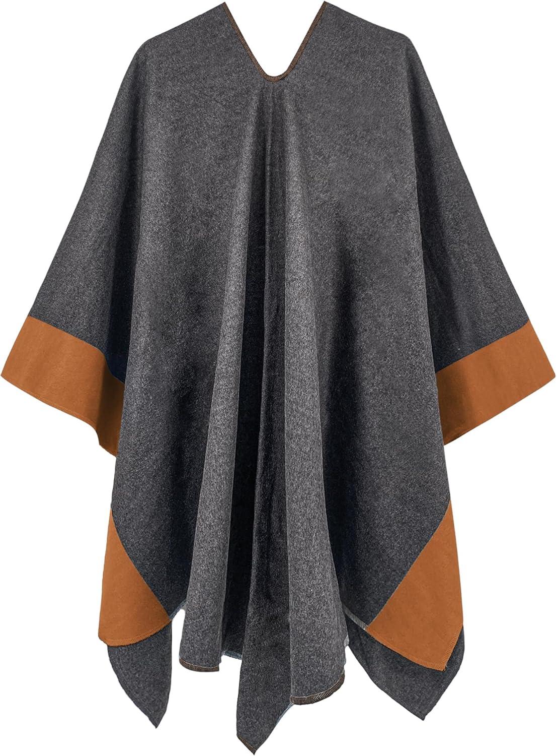 imageMoss Rose Womens Shawl Wrap Poncho Ruana Cape Open Front Cardigan Shawls for Fall WinterGreycamel