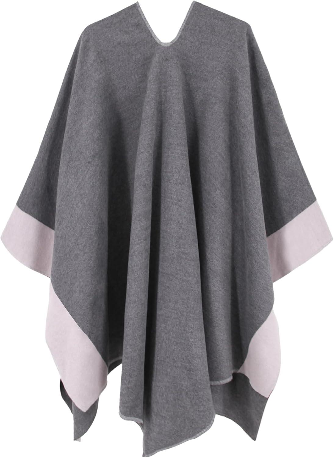 imageMoss Rose Womens Shawl Wrap Poncho Ruana Cape Open Front Cardigan Shawls for Fall WinterGreypink