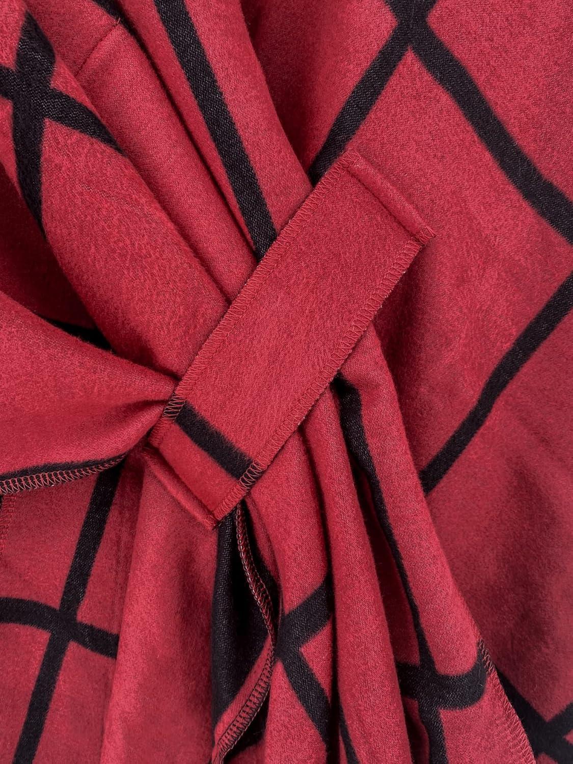 imageMoss Rose Womens Shawl Wrap Poncho Ruana Cape Open Front Cardigan Shawls for Fall WinterRedblack