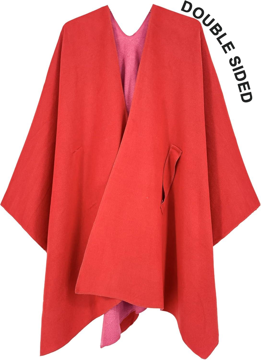imageMoss Rose Womens Shawl Wrap Poncho Ruana Cape Open Front Cardigan Shawls for Fall WinterRose