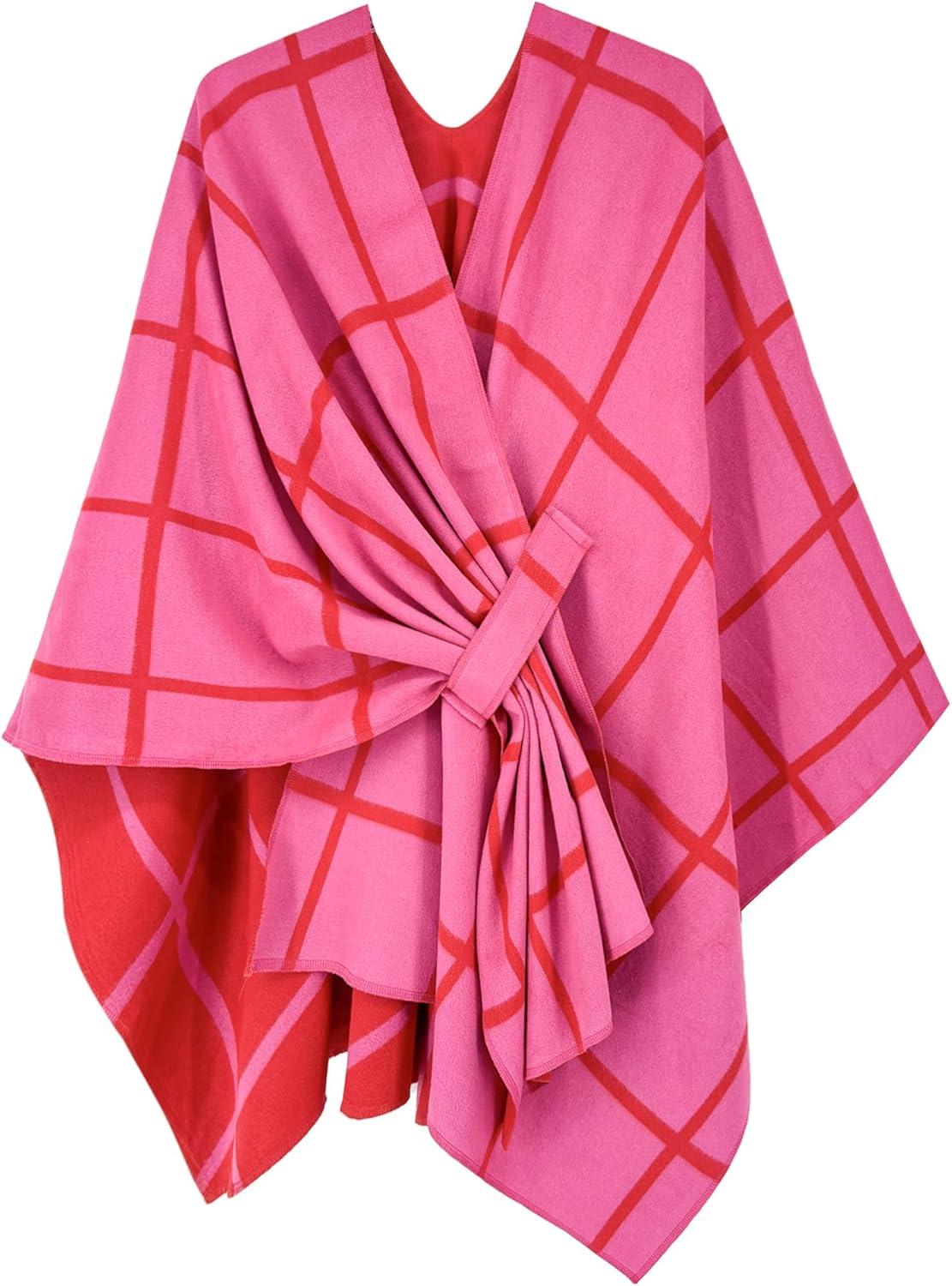 imageMoss Rose Womens Shawl Wrap Poncho Ruana Cape Open Front Cardigan Shawls for Fall WinterRosered