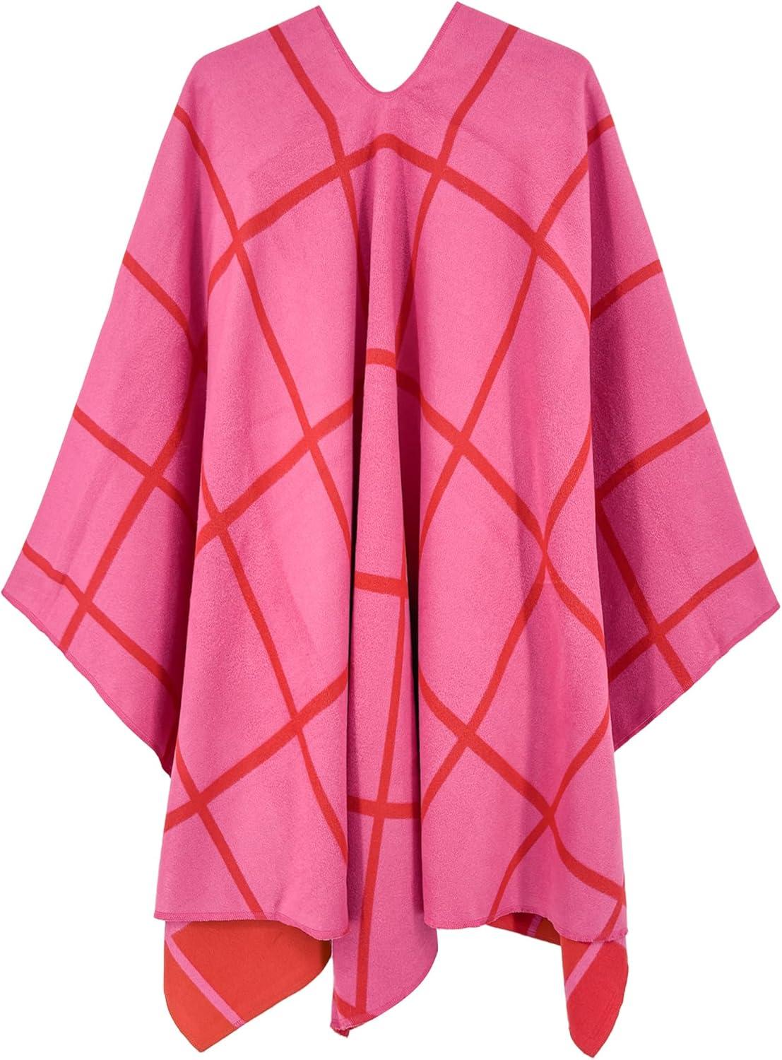 imageMoss Rose Womens Shawl Wrap Poncho Ruana Cape Open Front Cardigan Shawls for Fall WinterRosered