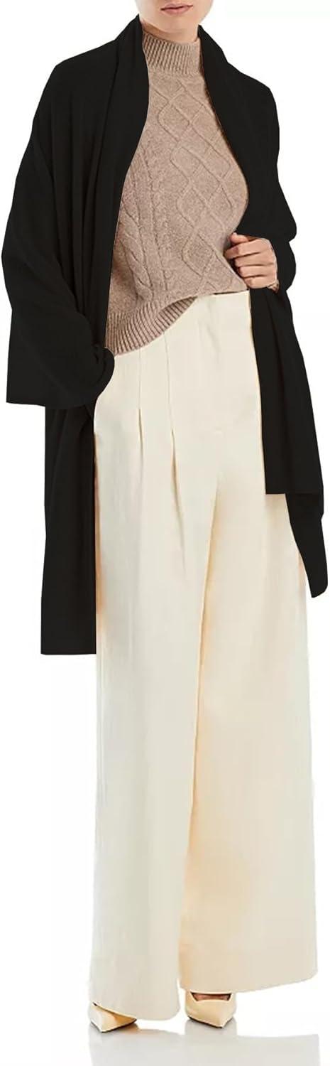 imageMoss Rose Womens Shawl Wrap Poncho Ruana Cape Open Front Cardigan Shawls for Fall WinterZscarf Black