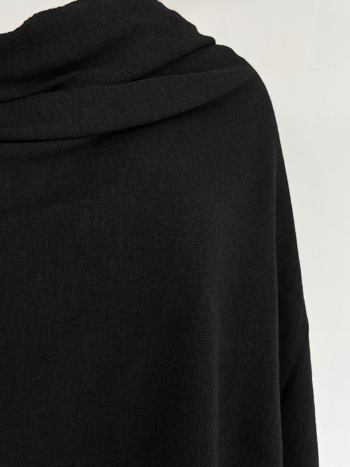 imageMoss Rose Womens Shawl Wrap Poncho Ruana Cape Open Front Cardigan Shawls for Fall WinterZscarf Black