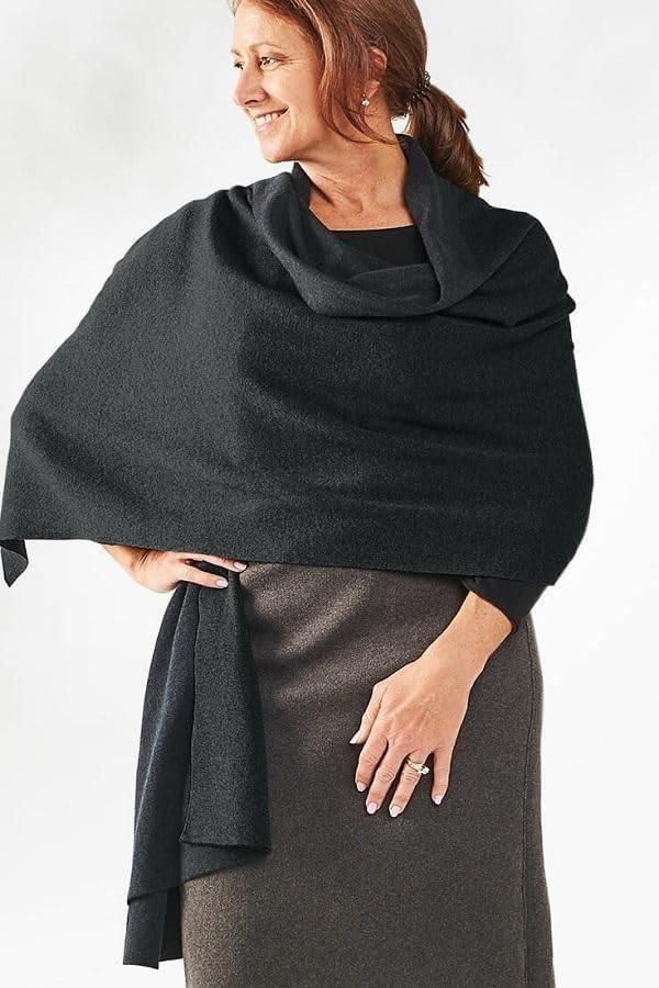 imageMoss Rose Womens Shawl Wrap Poncho Ruana Cape Open Front Cardigan Shawls for Fall WinterZscarf Black