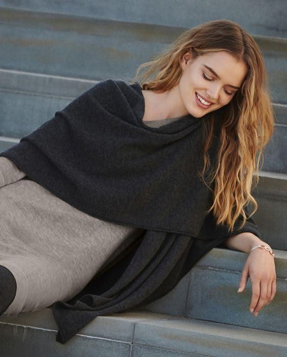 imageMoss Rose Womens Shawl Wrap Poncho Ruana Cape Open Front Cardigan Shawls for Fall WinterZscarf Black