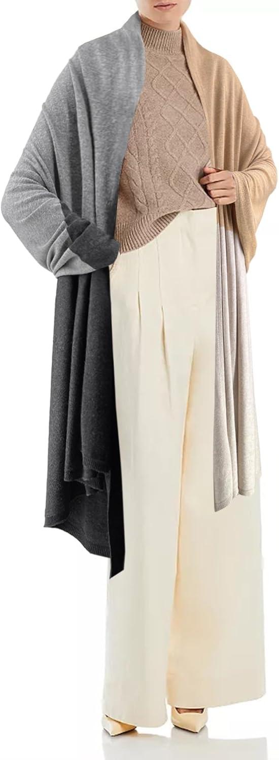 imageMoss Rose Womens Shawl Wrap Poncho Ruana Cape Open Front Cardigan Shawls for Fall WinterZscarf Blackgrey