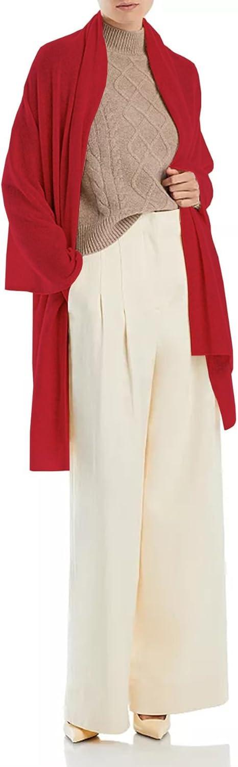 imageMoss Rose Womens Shawl Wrap Poncho Ruana Cape Open Front Cardigan Shawls for Fall WinterZscarf Red