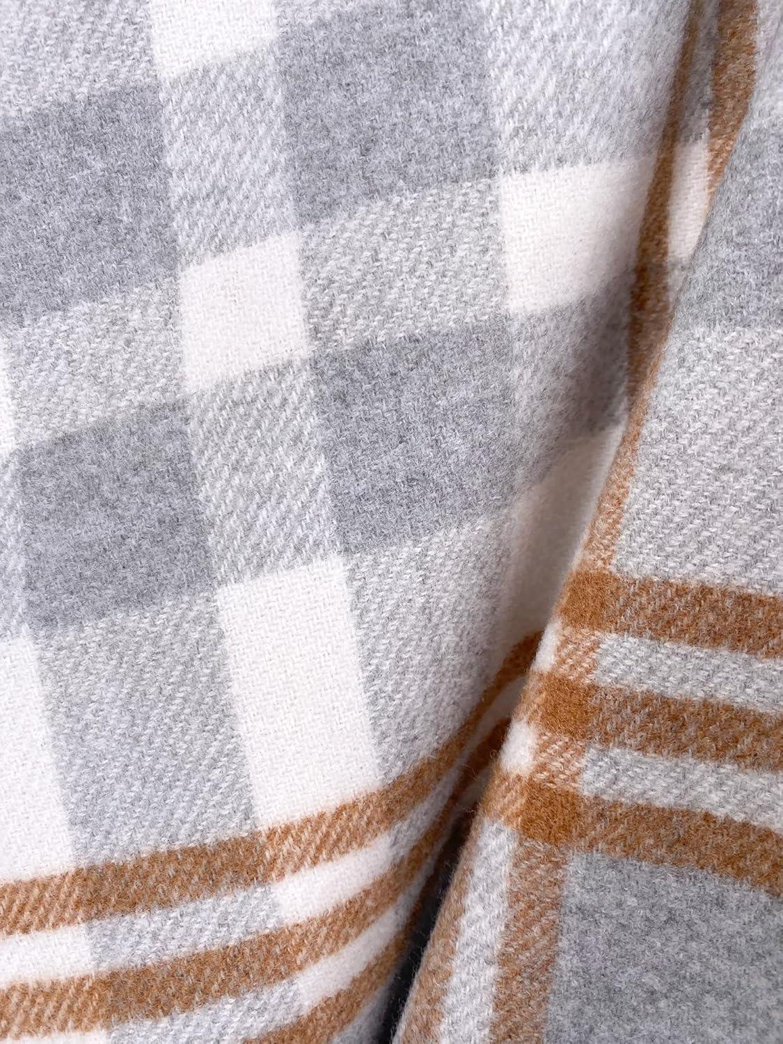 imageMoss Rose Womens Travel Plaid Shawl Wrap Open Front Poncho Cape for Fall WinterA Glacier Grey