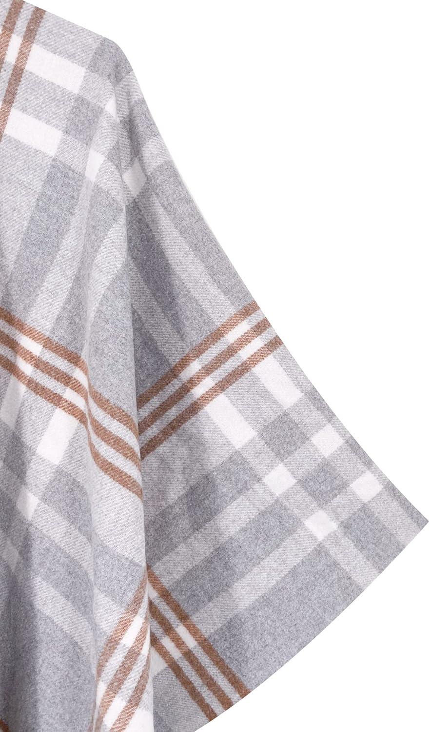 imageMoss Rose Womens Travel Plaid Shawl Wrap Open Front Poncho Cape for Fall WinterA Glacier Grey