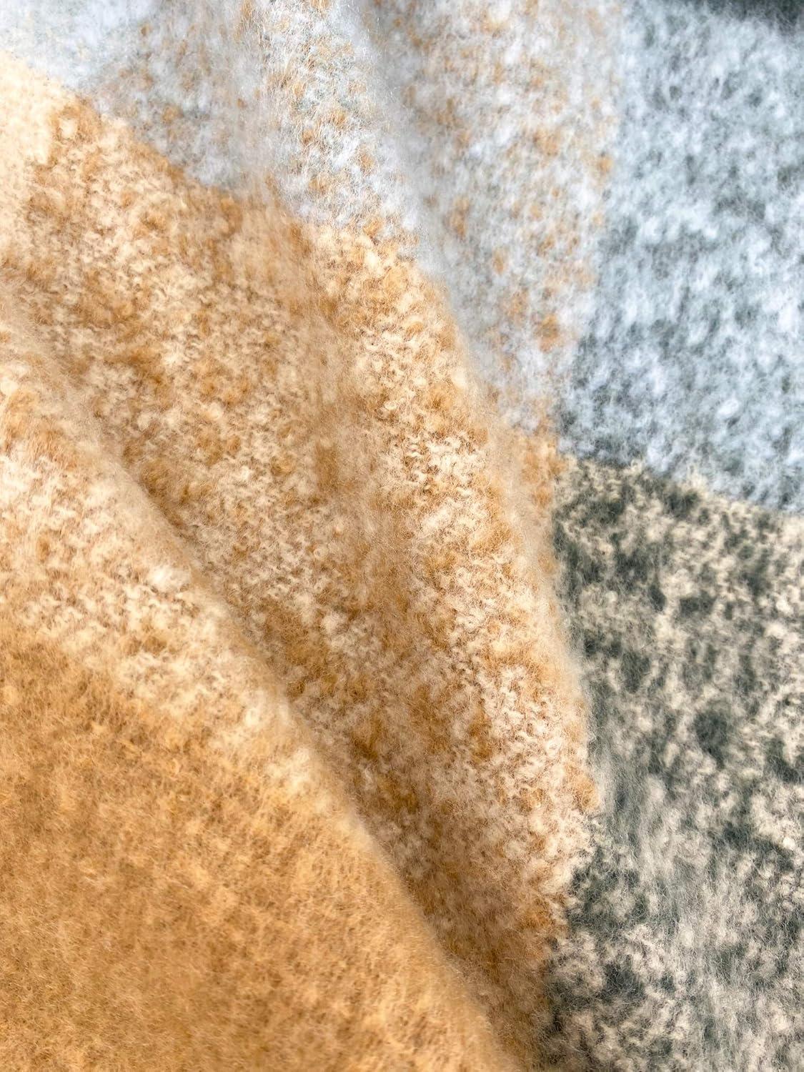 imageMoss Rose Womens Travel Plaid Shawl Wrap Open Front Poncho Cape for Fall WinterB Airy Grey